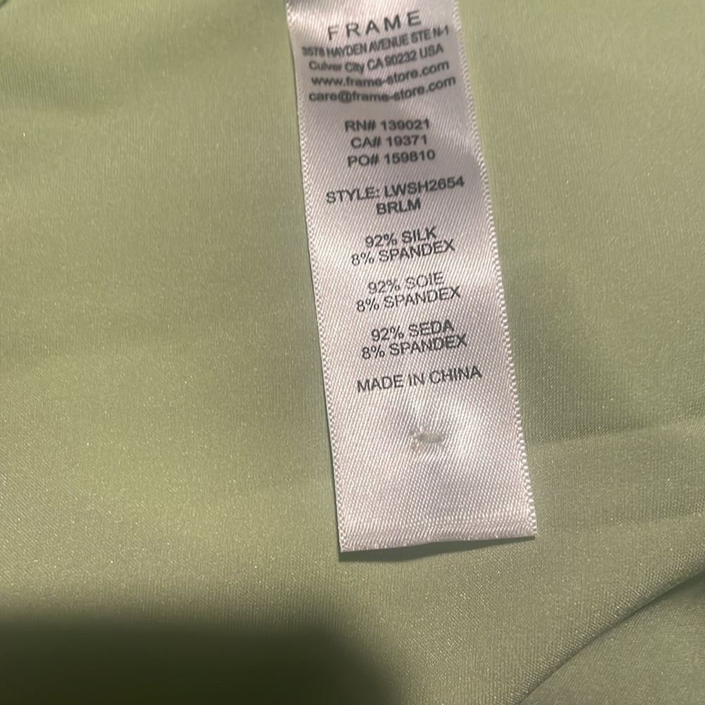 Satin Button-Front Blouse - Light Green - Picture 7 of 7